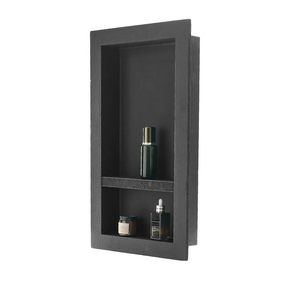 VEVOR Shower Niche, 16 x 28 x 4 inch Recessed Wall Niche with Movable Divider Shelf, Modern Soap & Shampoo Storage Organizer, Square Corners, Sealed Waterproof Design, Black for Bathroom Shower