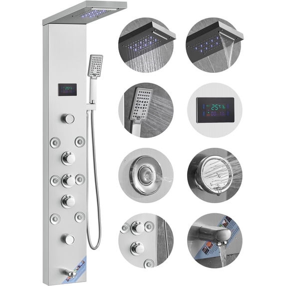 VEVOR, Shower Panel System, 8009FL, 6 Shower Modes with LED - Walmart.com