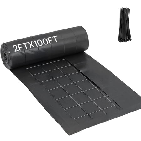 VEVOR Silt Fence Fabric Roll, 2 x 100 ft Backed Wire Silt Fence, Erosion Control Fencing for Sediment Retention, Industrial Grade Temporary Tough Polypropylene Fabric for Construction Job Sites