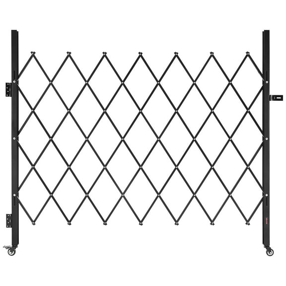 VEVOR Single Folding Security Gate, Lockable Scissor Gate with 360 Swivel Casters, Outdoor Barricade Steel Retractable Gates, for Entry Security, Garage, Warehouse & Pool, 70.87 x 63.39 in (W x H)