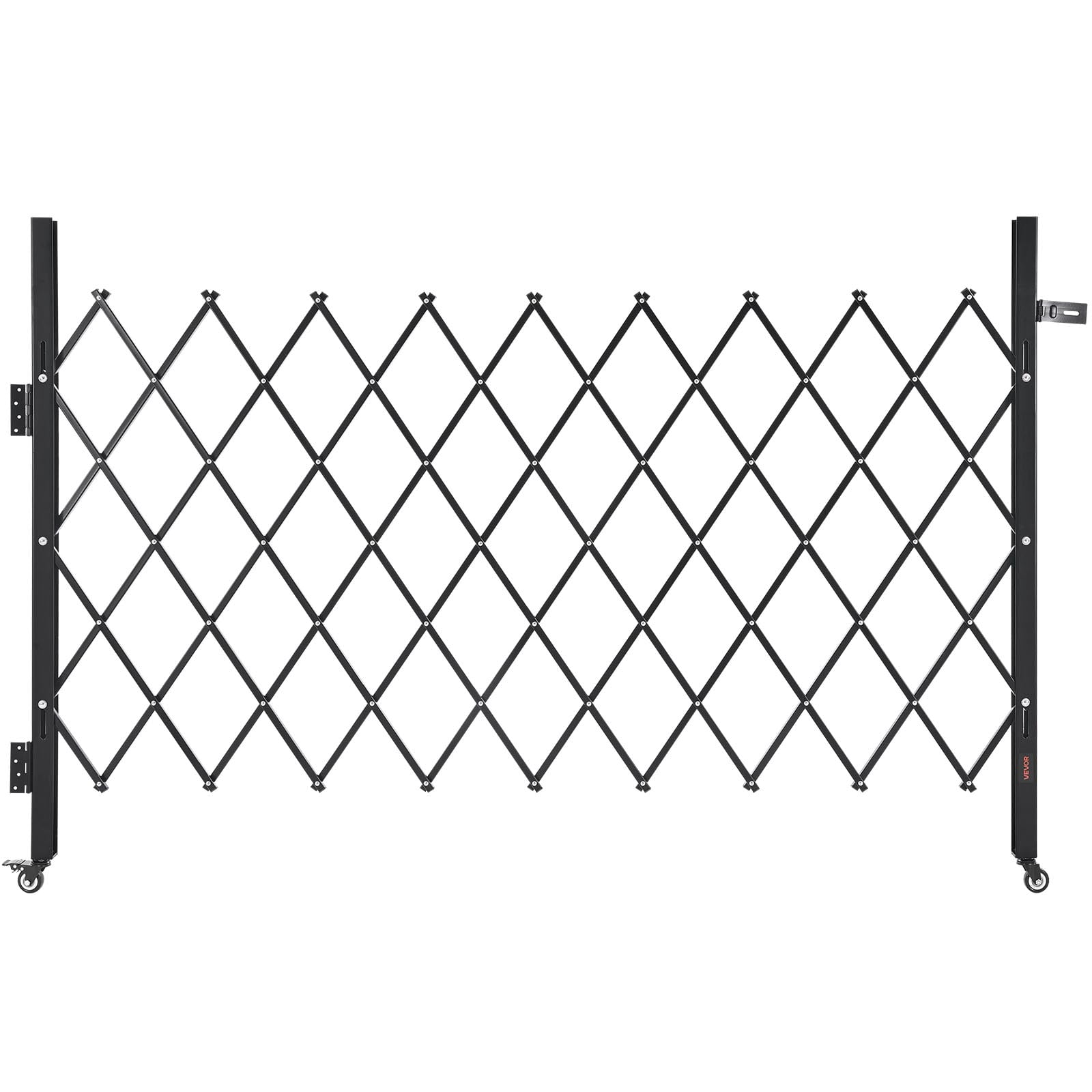 VEVOR Single Folding Security Gate, Lockable Scissor Gate with 360 Swivel Casters, Outdoor Barricade Steel Retractable Gates, for Entry Security, Garage, Warehouse & Pool, 74.80 x 51.57 in (W x H)