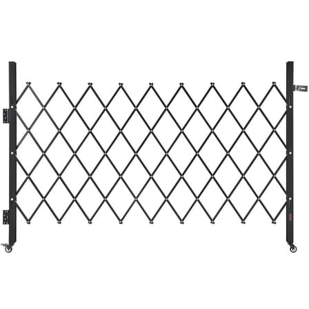 VEVOR Single Folding Security Gate, Lockable Scissor Gate with 360 Swivel Casters, Outdoor Barricade Steel Retractable Gates, for Entry Security, Garage, Warehouse & Pool, 74.80 x 51.57 in (W x H)