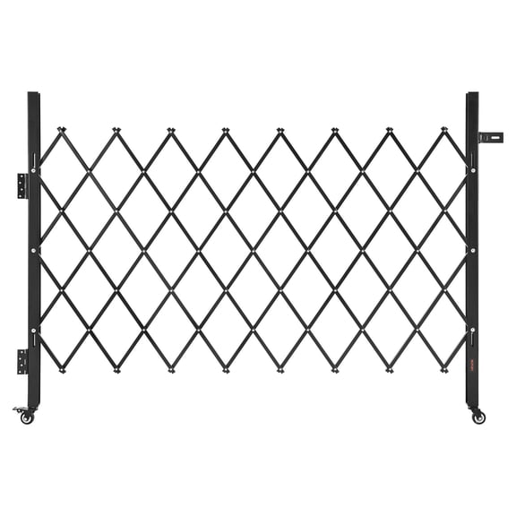 VEVOR Single Folding Security Gate, Lockable Scissor Gate with 360 Swivel Casters, Outdoor Barricade Steel Retractable Gates, for Entry Security,Garage, Warehouse & Pool,66.93 x 51.57 in (WxH)