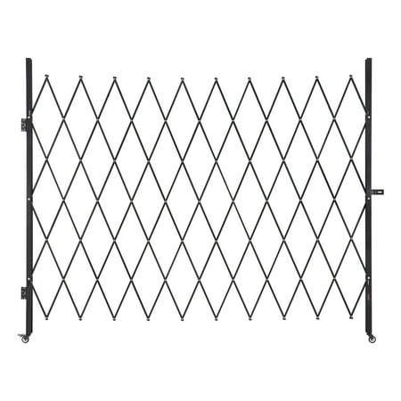 VEVOR Single Folding Security Gate, Lockable Scissor Gate with 360° Swivel Casters, Outdoor Barricade Steel Retractable Gates, for Entry Security, Garage, Warehouse & Pool, 94.49 x 86.81 in (W x H)