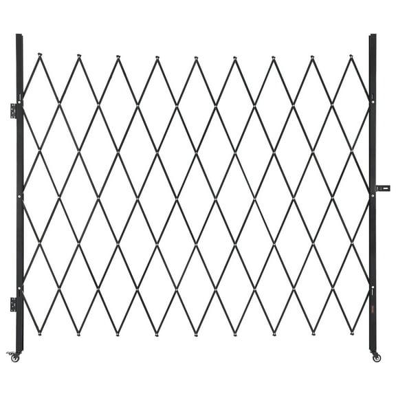 VEVOR Single Folding Security Gate, Lockable Scissor Gate with 360 Swivel Casters, Outdoor Barricade Steel Retractable Gates, for Entry Security, Garage, Warehouse & Pool, 86.61 x 86.81 in (W x H)