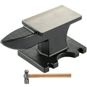 VEVOR Single Horn Anvil, 25 lbs(11kg) Cast Iron Anvil with 6.8 x 3.5 inch Countertop and Stable Base, High Hardness Rugged Round Horn Anvil Blacksmith, for Bending, Shaping
