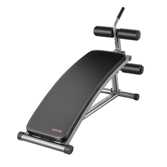 VEVOR Sit Up Bench, Curved Decline Ab Bench with Reverse Crunch Handle, with 6 Adjustable Height Setting, Heavy Duty Steel, 600 Lbs Capacity for Home Gym Workouts, Strength Training,Full Body Muscles