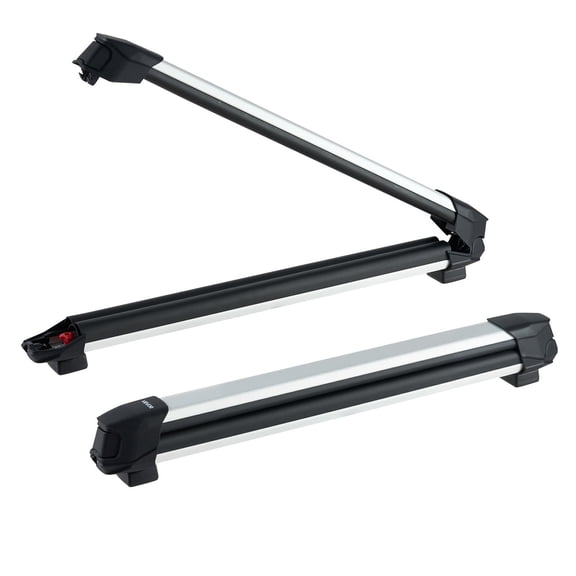 VEVOR Ski & Snowboard Roof Rack, Carry up to 6 Pairs of Skis or 4 Snowboards, 2 PCS Aluminum Universal Car Roof Rack with Lock & Rubber Padding, Carrier for Fishing Rod, Fit Most Slotted Crossbars
