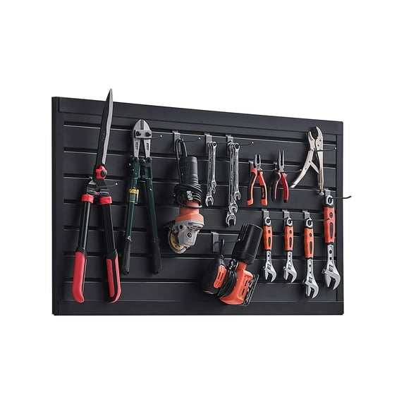 VEVOR Slat Wall Paneling, 2 x 4 ft, PVC Garage Slatwall with Modular Design,Black Slat Wall Easy-to-Install Adjustable Slatwall Panel with Coupling Structure & DIY Cutting,Fits for Storage & Display