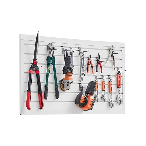 VEVOR Slat Wall Paneling,2 x 4 ft,PVC Garage Slatwall with Modular Design, White Slat Wall Easy-to-Install Adjustable Slatwall Panel with Coupling Structure & DIY Cutting,Fits for Storage & Display