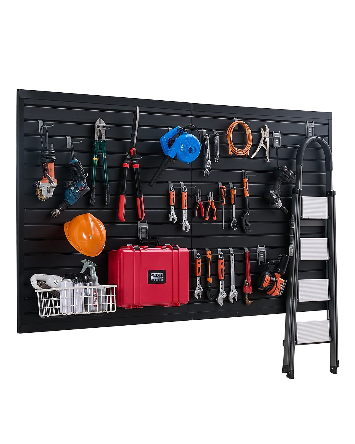VEVOR Slat Wall Paneling,8 x 4 ft, PVC Garage Slatwall with Modular Design,Black Slat Wall Easy-to-Install Adjustable Slatwall Panel with Coupling Structure & DIY Cutting,Fits for Storage & Display