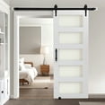 thumbnail image 1 of VEVOR Sliding Barn Door, 30 x 84 inch, High-Strength MDF Panel and Glass, Barn Door with Hardware Kit, Water-Proof PVC Surface, Easy to Install, H-Frame, Smoothly and Quietly Sliding for Living Room, 1 of 9