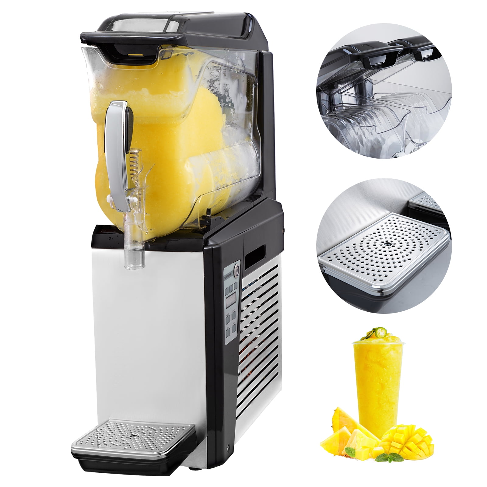 VEVOR Slush Frozen Drink Machine, 10L Tank, 600W Commercial Margarita Maker with 24.8°F to 28.4°F Temperature, Automatic Cleaning Cold Drink and Slush Modes, Perfect for Restaurants Cafes Bars