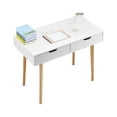 thumbnail image 1 of VEVOR Small Desk with Drawers, Kids Desk for Bedroom, Wooden Simple Study Table for Drawing, Reading, Writing, Rectangle MDF Furniture Study Storage Table for Home, Office, White + Wood, 1 of 9