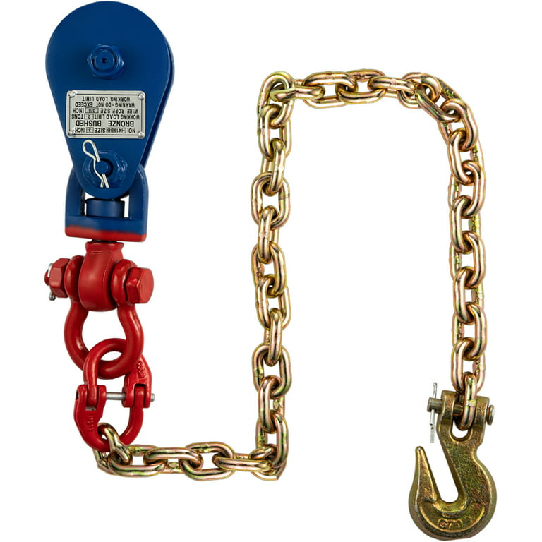 VEVOR Snatch Block with Chain 2Ton , 4400 lbs Capacity Snatch Rigging Block, 3'' Single Sheave Block Swivel Hook and Latch, Fit 3/8'' Wire Cable Heavy