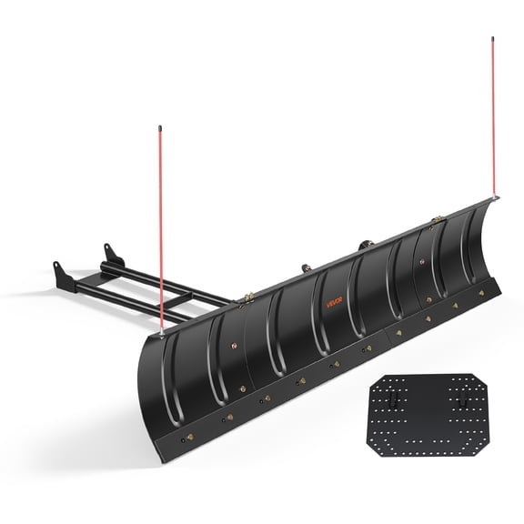 VEVOR Snow Plow Kit 43 in/72 in Width Adjustable Universal Plow Attachment, for Most ATVs and UTVs, Height & Left-Right Adjustable, 3 Mount Options, Steel ATV Scrape Blade, Efficient Snows Clearing