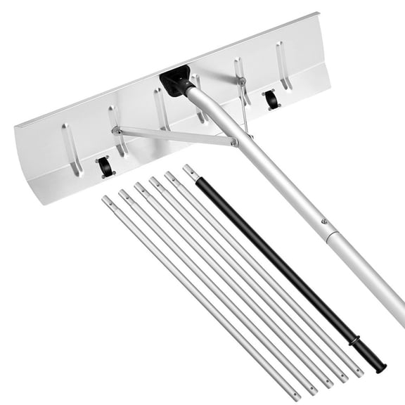 Snow Roof Rake, 26 in Aluminum Blade, 7.5-20 ft Adjustable Roof Snow Scraper with Wheels, Anti-Slip Handle Snows Removal Tool, Lightweight House Rooftop Rake for Leaves Debris Removal