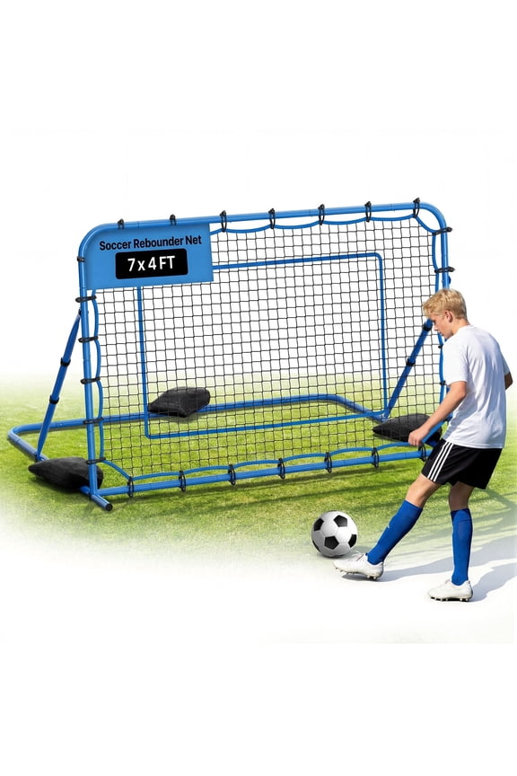 Soccer Rebounder Net, Quick-Switch Angle Soccer Goal Rebounder for Control, Passing Practice, Heavy-Duty Iron Frame & PE Net, Easy Setup Ball Training Aids & Equipment for Teens&Adults,7 x 4 ft