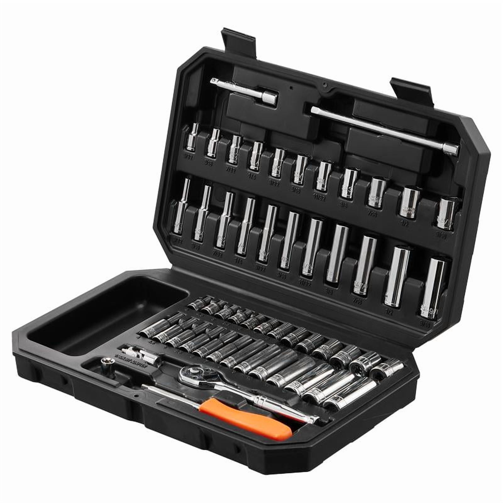Socket Opening Socket Set, 1/4 Inch Drive Socket and Ratchet Set, 6-Point Socket ...