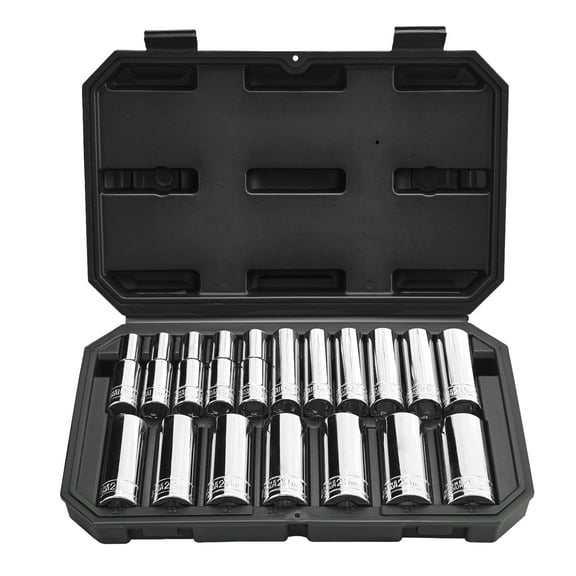 VEVOR Socket Set, 18 Pieces, 1/2 inch Drive Socket Tool Set, Metric Size from 10 to 27 mm, Mechanic Tool Kit with Storage Case, Clear Markings, Chrome Plated CR-V Alloy Steel, for Automotive Repair