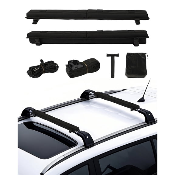 VEVOR Soft Roof Rack Pads, 30" Universal Car Roof Rack Pad for Various Crossbars, 176LBS Loading Luggage Kayak Carrier with 2 Tie Down Straps,2 Quick Loop Straps & Storage Bag for SUP Canoe Snowboard
