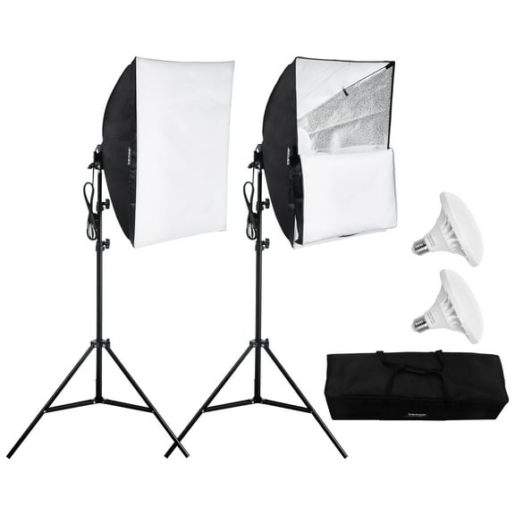 VEVOR Softbox Lighting Kit, 24" x 24", Professional Softbox with 30W 5500K LED Bulbs, Close to Natural Daylight,Adjustable Tripod Stand, Studio Lights for Photography,Vedio Recording, Live Streaming
