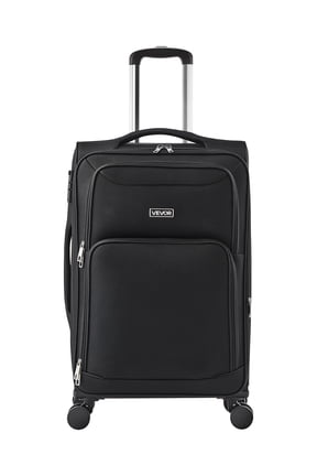 Softside Expandable Luggage with Spinner Wheels, 24-Inch Softside Checked Medium Luggage, Lightweight Checked Suitcase with Expandable Zippered Pocket and TSA Lock, Black