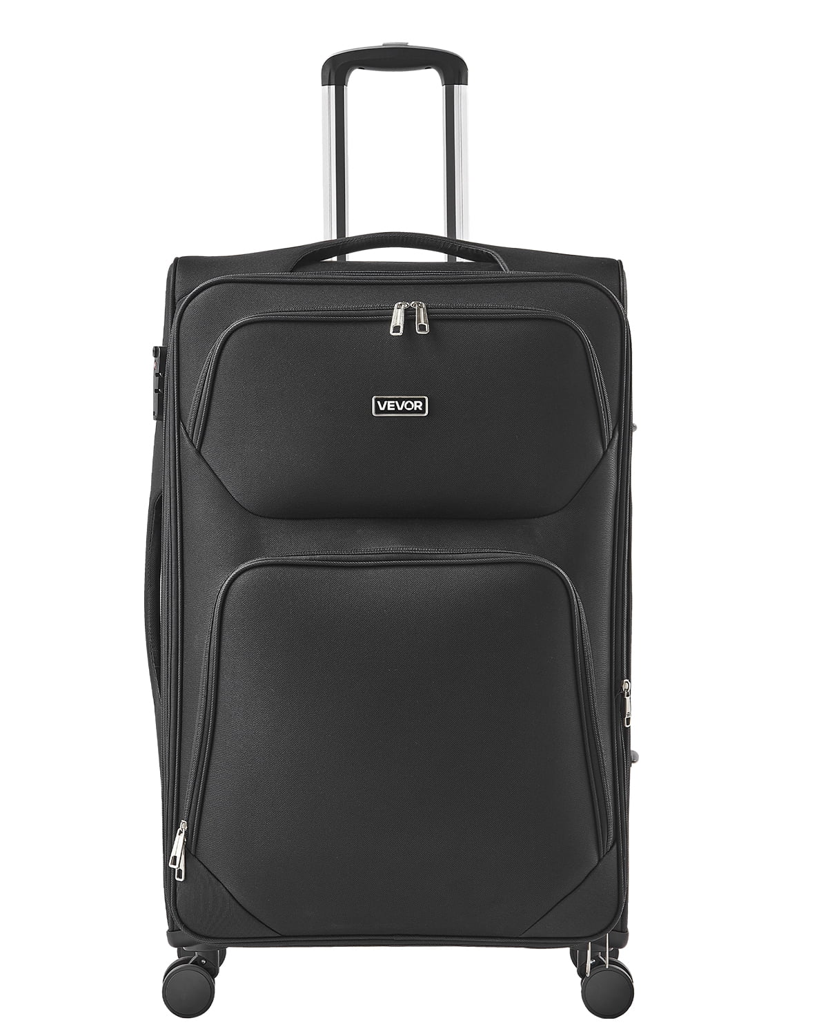 VEVOR Softside Expandable Luggage with Spinner Wheels, 28-Inch Softside Checked Large Luggage, Lightweight Checked Suitcase with Expandable Zippered Pocket and TSA Lock, Black
