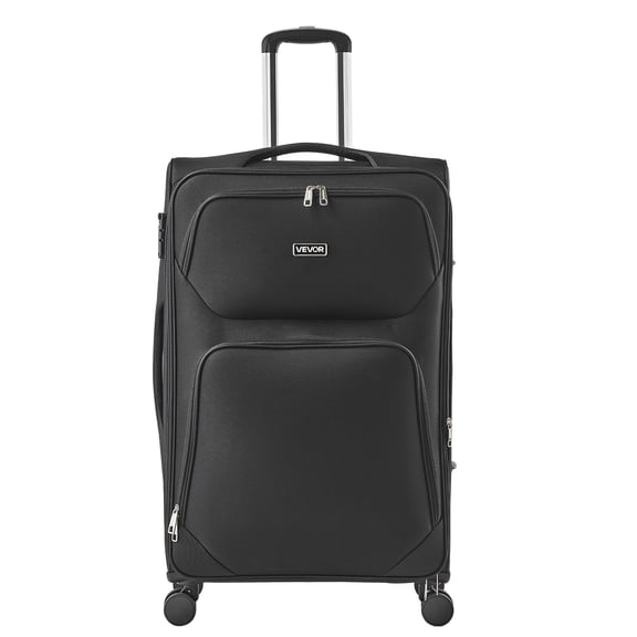 VEVOR Softside Expandable Luggage with Spinner Wheels, 28-Inch Softside Checked Large Luggage, Lightweight Checked Suitcase with Expandable Zippered Pocket and TSA Lock, Black