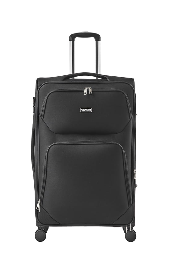 Softside Expandable Luggage with Spinner Wheels, 28-Inch Softside Checked Large Luggage, Lightweight Checked Suitcase with Expandable Zippered Pocket and TSA Lock, Black