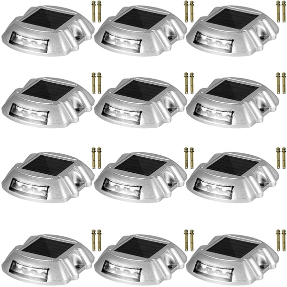 VEVOR Solar Pathway Lights, 12-Pack, White, Includes Screws, Weatherproof Outdoor Deck Lights, 6 LED, Ideal for Garden Paths, Walkways, Driveways & Steps