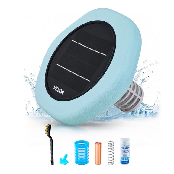 VEVOR Solar Pool Ionizer, Hexagon Copper Pool Ionizer Up to 45000 Gal, Floating Automatic Water Cleaner and Purifier, Chlorine Free Water, with Copper Anode, Spring, Brush and Filter for Pools & Spas