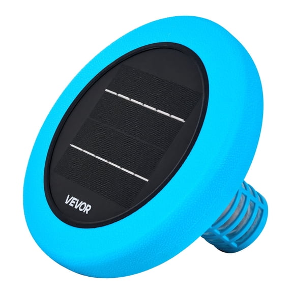 VEVOR Solar Pool Ionizer, Round Copper Pool Ionizer Up to 45000 Gal, Floating Automatic Water Cleaner and Purifier, Chlorine Free Water, with Copper Anode, Spring, Brush and Filter for Pools & Spas