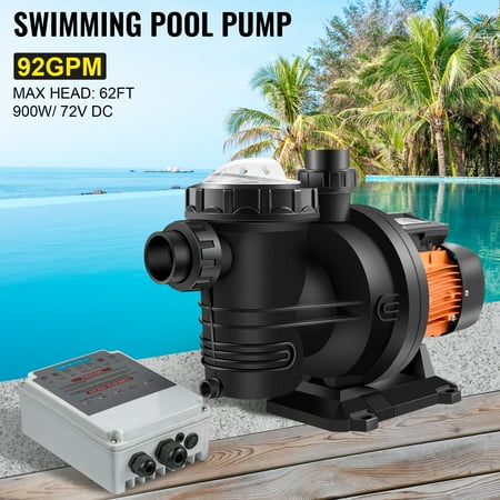 VEVOR Solar Swimming Pool Pump 72VDC Max. Head 62ft ,1200W 136GPM Solar Water Pump with MPPT Controller&9.8 ft Powder Cord for In Ground Swimming Pools, Thermal Springs, Irrigation Systems ,Fishponds