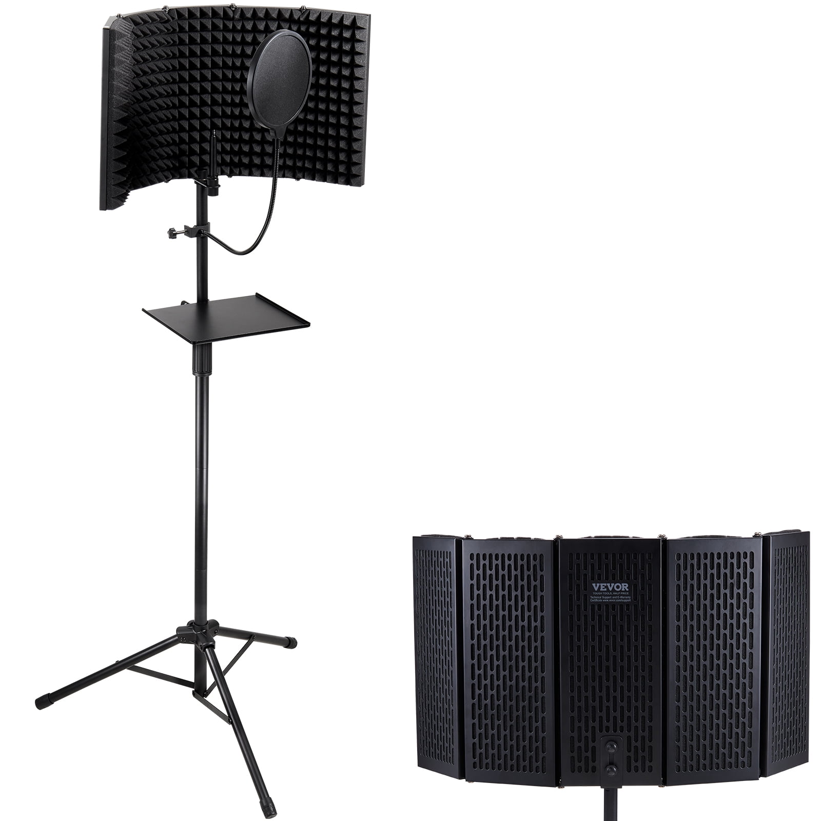 VEVOR Sound Isolation Panel, 5-Panel Design, Portable Studio Mic Noise ...