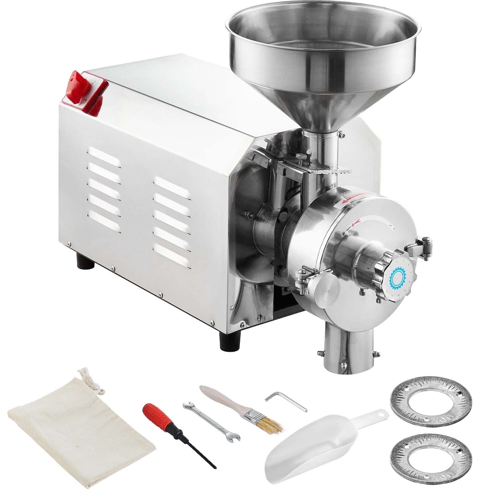 VEVOR Soybean Grinder Commercial Grinding Machine for Spices 2200W Corn Mill Grinder 50 KG/H Stainless Steel Corn Grinder Industrial Flour Milling Machine Not For Wet/Oily Grain