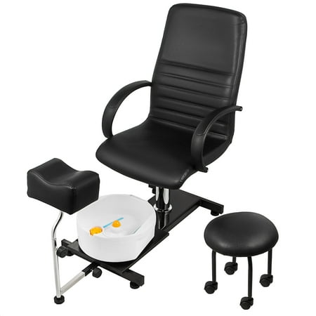 VEVOR Spa Pedicure Chair Massage Adjustable Hydraulic Chair with Stool for Foot Spa ,Beauty Salon , Tattoo Equipment, Black
