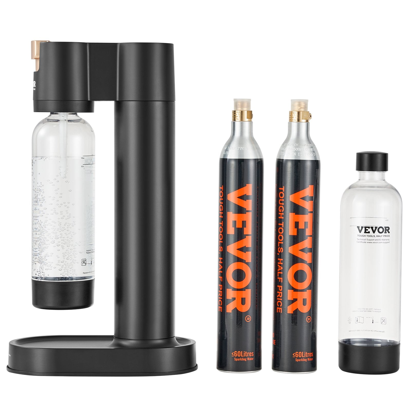 VEVOR Sparkling Water Maker, Home Soda Machine with 2 BPA-Free 1L Bottles, Includes CO2 Cylinder, Compatible with 60L Screw-in CO2 Cylinders