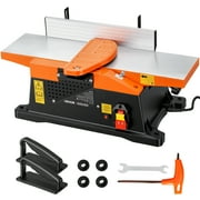 VEVOR Spiral Benchtop Jointer, 6 in, 2 HP 12000 RPM Bench Top Wood Jointer, with 12-Blade Spiral Cutterhead, Up to 1/8 in Depth, Adjustable Fence, 6 x 23 in Cast Aluminum Table, for Woodworking DIY