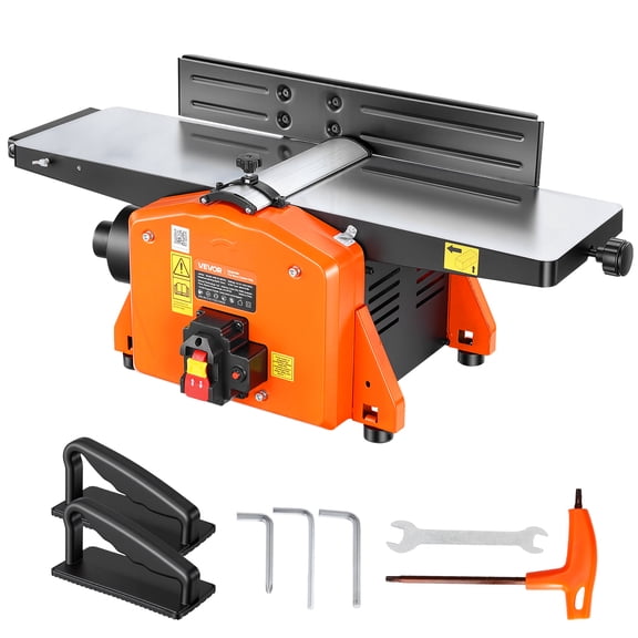 VEVOR Spiral Benchtop Jointer, 8 Inch, 2 HP 8500 RPM Bench Top Wood Jointer, with 18-Blade Spiral Cutterhead, Extendable Cast Aluminum Table, Up to 1/8 in Depth, Adjustable Fence, for Woodworking DIY