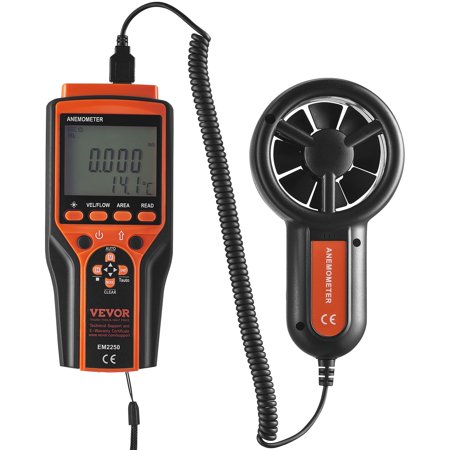 VEVOR Split Handheld Anemometer - Digital Wind Speed & Temperature Gauge with LED Backlight, 14?-140? Range, Measures Velocity, Airflow, Wind Chill for Sailing, Surfing, Flying, HVAC