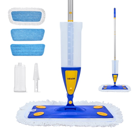 VEVOR Spray Mop,with 3 Washable Pads for Dry and Wet Floor Cleaning and a 27oz Refillable Water Tank, Microfiber Dust Wet Mop & Twisted Cotton Dry Mop, Commercial Home Use for Tiles/Vinyl/Wood Floor