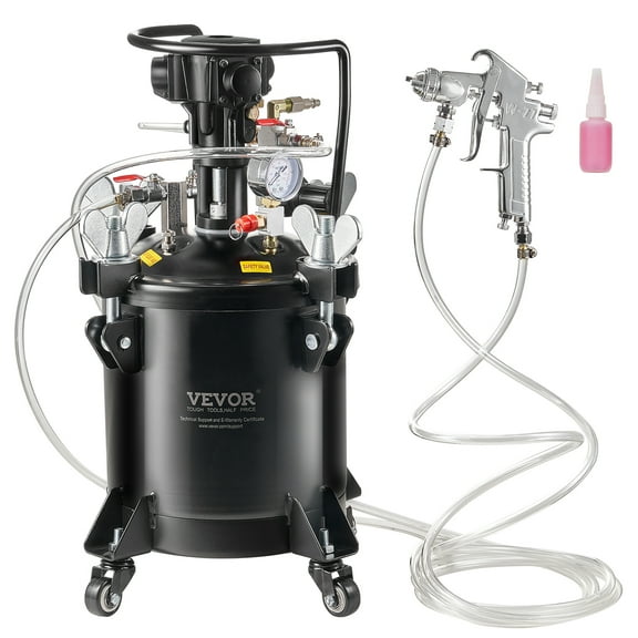 VEVOR Spray Paint Pressure Pot, 10 L/2.5 gal Fully Automatic Stirring Pressure Pot Tank, 70 psi Adjustale Pressure, Pressure Pot Paint Tank with Spray Gun and Hoses, for Home Decor Industry Painting