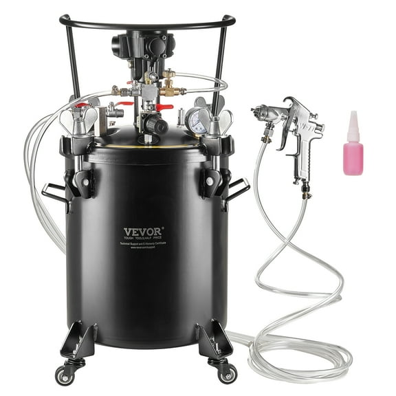 VEVOR Spray Paint Pressure Pot, 30 L/7.5 gal Fully Automatic Stirring Pressure Pot Tank, 70 psi Adjustale Pressure, Pressure Pot Paint Tank with Spray Gun and Hoses, for Home Decor Industry Painting