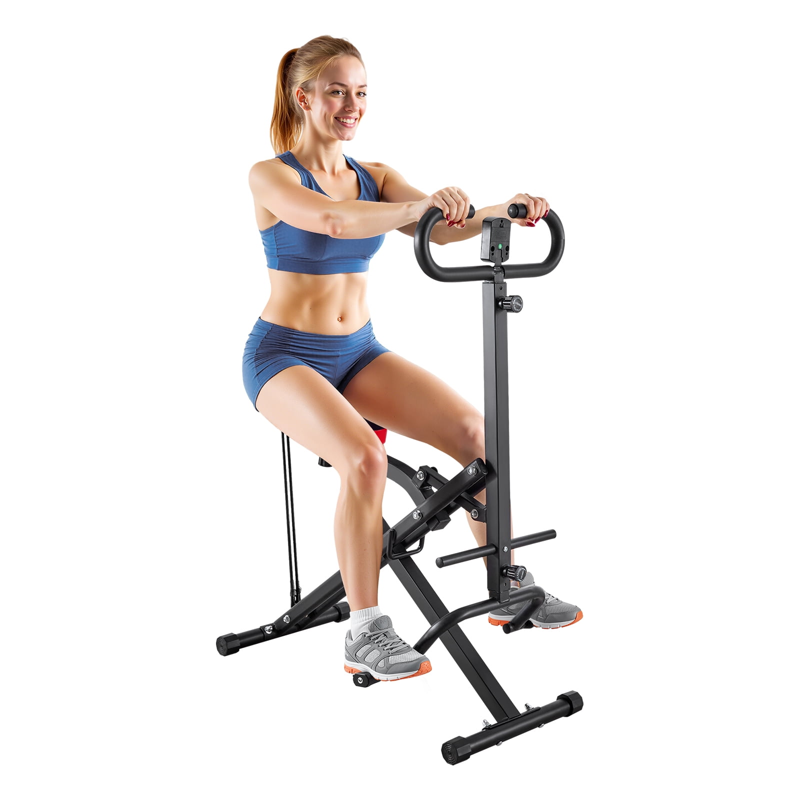 VEVOR Squat Machine, Deep Squat Rowing Machine for Home, Easy Setup & Foldable Exercise Equipment, Glute Trainer Machine with 2 High-Strength Resistance Bands, Glutes & Leg Home Workout Machine,Black