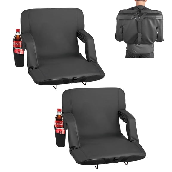 VEVOR Stadium Seat, 6 Adjustable Angle Bleacher Chair, 2.75'' Cushion Stadium Seat with Back Support and Armrest, Wide Bleacher Chair with Hook Pocket Cupholder for Picnics, Beach Sports, and Gaming