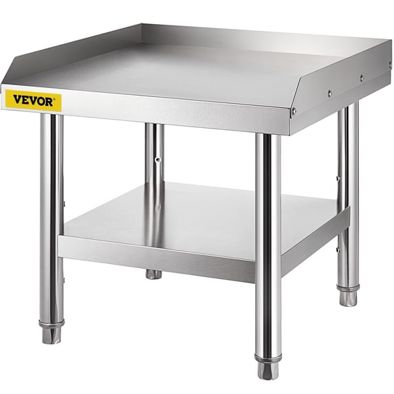 VEVOR Stainless Steel Equipment Grill Table Grill Stand Table with Adjustable Storage Undershelf 24*24*24 Inch