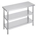 thumbnail image 1 of VEVOR Stainless Steel Food Prep Table, 18 x 48 x 34 Inch Commercial Kitchen Worktable, with 2 Adjustable Undershelf, Heavy Duty Prep Table Metal Work Table for BBQ, Kitchen, Home, and Garage, 1 of 9