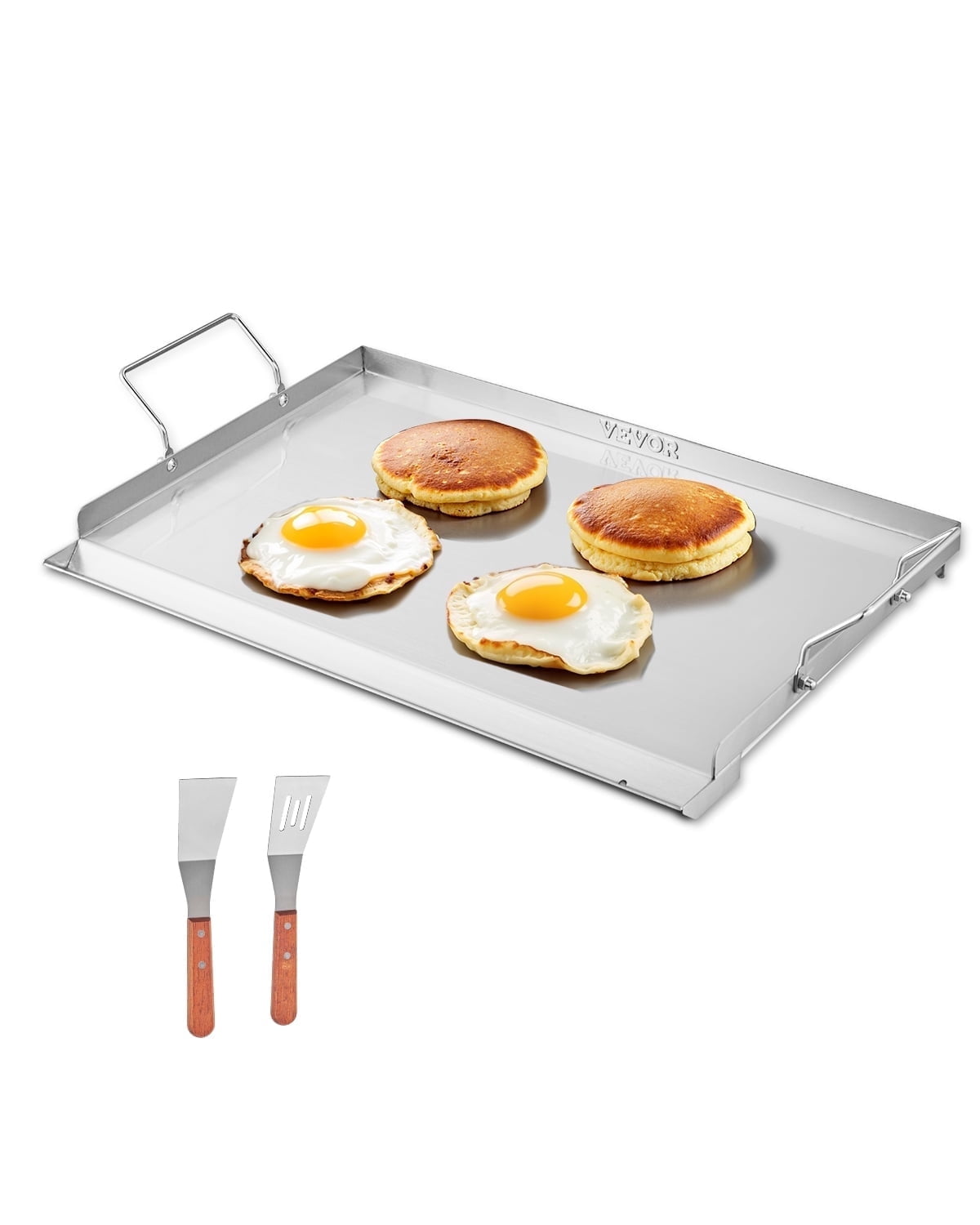 VEVOR Stainless Steel Griddle, 23x16 inch Universal Flat Top Rectangular Plate, Gas Grill Griddle for BBQ Grill, Teppanyaki, Portable Family Cookware with Handle, for Camping Tailgating Party