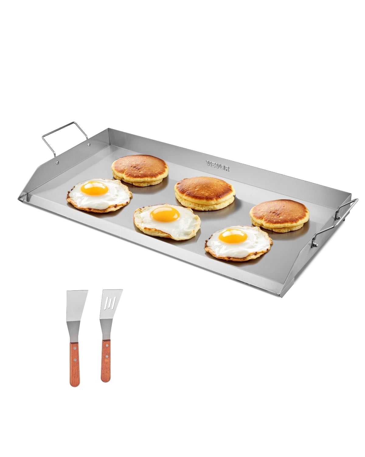 VEVOR Stainless Steel Griddle, 32x16 inch Universal Flat Top Rectangular Plate, Gas Grill Griddle for BBQ Grill, Teppanyaki, Portable Family Cookware with Handle, for Camping Tailgating Party